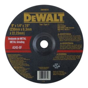 DISCO DESBASTE DEWALT DW44610 METAL 9" X 1/4" X 7/8" L/PROF