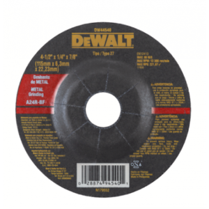 DISCO DESBASTE 4.1/2" X 1/4" X 7/8" DEWALT DW44540 METAL L/P